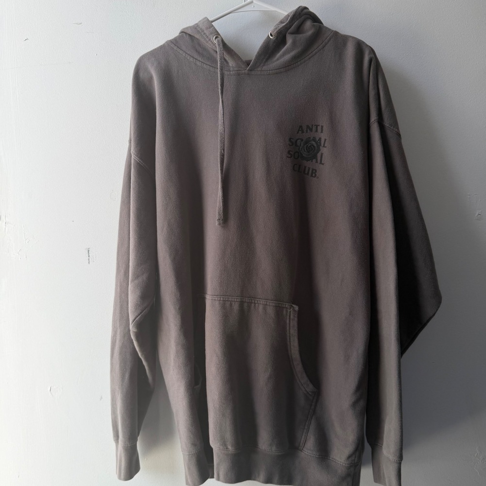 Anti Social Social Club Black Rose Logo Hoodie Brown Taupe Streetwear XL